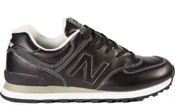 New Balance 574 женские черные с белым кожаные