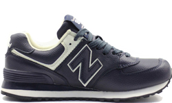 New Balance 574 темно-синие кожаные